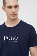 Bavlněné pyžamové tričko Polo Ralph Lauren tmavomodrá barva, s potiskem, 714899613