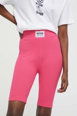 Kraťasy Moschino Jeans dámské, růžová barva, hladké, high waist