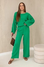 Muslin set blouse + trousers green