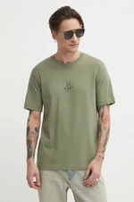 Bavlnené tričko Marc O'Polo pánske, zelená farba, s potlačou, 423201251070,