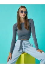 Koton Long-Sleeved T-Shirt Crop with Tie Waist