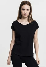 Women's long back T-shirt in the shape of Slub in black color