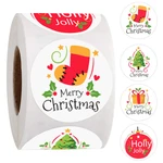 100-500pcs Merry Christmas Stickers Round stickers Christmas Tag for Envelope Sealing Gift Decor Shop Product Packaging Stickers