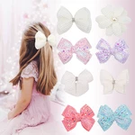 Double Layer Handmade Bowknot Baby Girls Hair Clips Cute Pearls Flower Infant Barrettes DIY Princess Headwear Photography Props