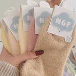 1-3pairs Cute Mink Fleece Socks Women Girls Winter Warm Velvet Thicken Plush Mid-tube Long Sock Super Soft Home Sleeping Sox