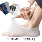 10 Pairs Men Male Invisible Elastic Non Slip Silicone Short Sock Slippers Summer Thin Breathable Casual Nylon No Show Boat Socks