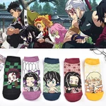 5 Pairs of New Anime Cartoon Ghost Slayer Socks Spring and Autumn Shallow Mouth Boat Socks Japanese Anime Foreign Trade Peripher