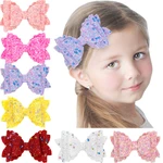 Cute 1PCS Women Kids Three Layer Bow Tie Hair Clips Sequin Bows Shining Hairpins Fashion Baby Girls Adult Hair Accessories