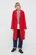 Vlnený kabát Marc O'Polo červená farba, prechodný, 400017471005