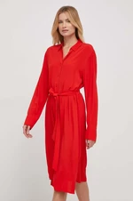 Šaty Tommy Hilfiger červená farba,mini,áčkový strih,WW0WW40563
