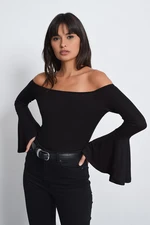 Cool & Sexy Women's Black Spanish Sleeve Blouse B07