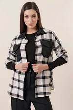 By Saygı Plaid Shanel Shirt With Collar And Pocket Garnish In Black