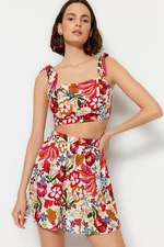 Trendyol Floral Pattern Woven Binding Blouse and Skirt Set