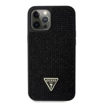 Zadní kryt Guess Rhinestones Triangle Metal Logo pro Apple iPhone 12 Pro Max, černá