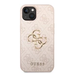 Zadní kryt Guess PU 4G Metal Logo pro Apple iPhone 15 Plus, růžová