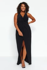 Trendyol Curve Black Slit Midi Knitted Dress