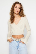Trendyol Stone Crop Soft Textured Double Breasted Knitwear Sweater