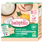 BABYBIO Kapsička desiata s kokosovým mliekom jablko a hruška 4 x 85 g BABYBIO Kapsička desiata s kokosovým mliekom jablko a hruška 4 x 85 g