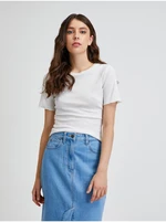 Cream ribbed T-Shirt Noisy May Tiger - Women