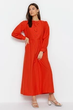 Trendyol Red Eyelet Detail, Woven Cotton Dress