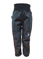 Children's softshell pants SUMMER - black with blue pockets