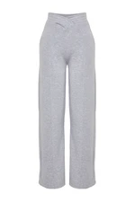 Trendyol Gray Melange Thick Wide Leg/Wide Legs Waist Detail Knitted Knit Sweatpants