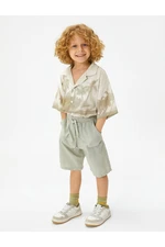 Koton Oversized Shirt with Short Sleeves with a Landscape Print