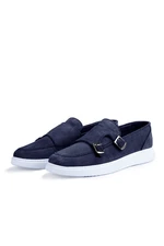 Ducavelli Airy Genuine Leather & Suede Men's Casual Shoes, Suede Loafers, Summer Shoes Navy Blue.