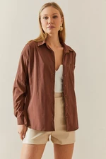 XHAN Brown Buttoned Basic Shirt