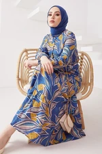 InStyle Pera Leafy Viscose Hijab Dress - Indigo