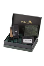 Polo Air Boxed Men's Sports Wallet Belt Card Holder Set Khaki Green