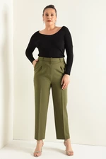 Lafaba Women's Khaki Plus Size Fabric Trousers