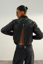 Trendyol Limited Edition Black Premium Oversize cipzáras műbőr kabát
