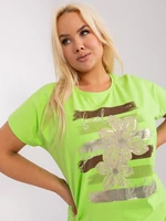 Light green women's blouse plus size with short sleeves
