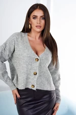 Žebrovaný svetr s knoflíky šedé barvy