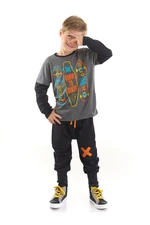 Mushi Skate Boys' Gray T-shirt and Black Pants Suit