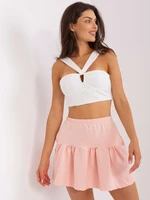 Peach skirt with frill and pockets