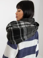 Lady's black-and-white plaid winter scarf