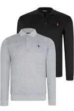 DOUBLE SET V4007 DEWBERRY MEN'S SWEATSHIRT-BLACK-GREY