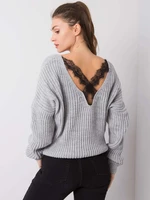 OCH BELLA Grey sweater with back neckline