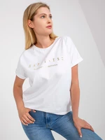 White cotton T-shirt of larger size with short sleeves