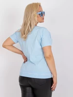 Light blue blouse plus size with short sleeves