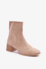 Suede Quilted Heeled Shoes Beads
