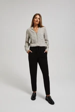 Smooth trousers with tie at the waist