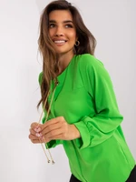 Light green formal blouse with round neckline