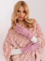 Light pink women's gloves with pompom