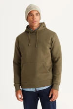 AC&Co / Altınyıldız Classics Men's Khaki Standard Fit Normal Cut, Fleece Inner 3 Threads Hooded Kangaroo Pocket Cotton Sweatshirt.