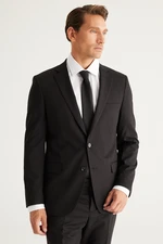 ALTINYILDIZ CLASSICS Men's Black Slim Fit Narrow Cut Mono Collar Suit ALTINYILDIZ CLASSICS Men's Black Slim Fit Narrow Cut Mono Collar Suit