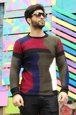 Madmext 2803 Patch Patterned Sweater - Crew Neck Black