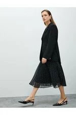 Koton Chiffon Pleated Midi Skirt Polka Dot Lined High Waist